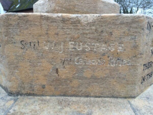 DSL War Memorial carving remembering Sergt. W.J Eustace